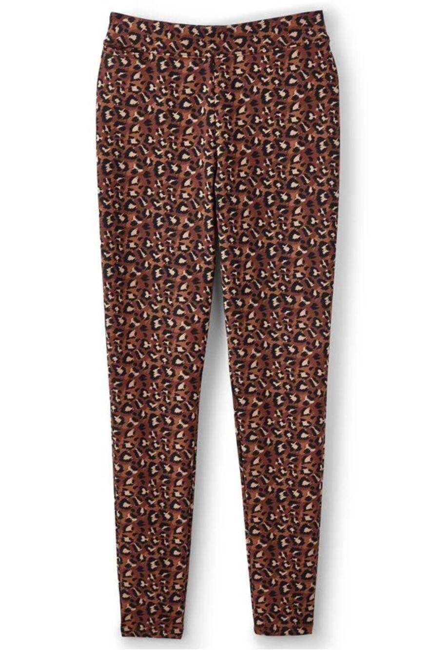 Soft Surroundings Leopard Print Pull On High Waisted Ponte Leggings Brown Large